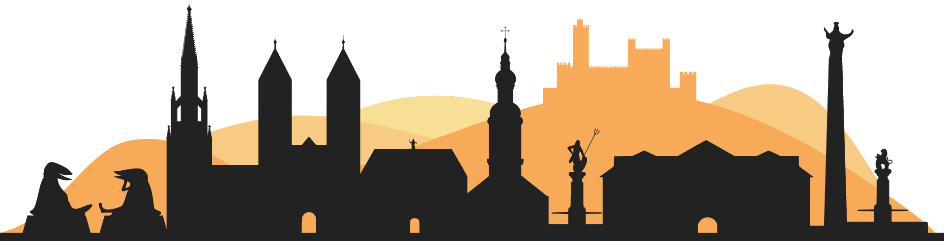 Silhouette der Wahrzeichen von Offenburg