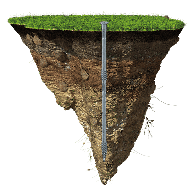 Beispielgrafik mit Krinner-Fundament im Erdreich